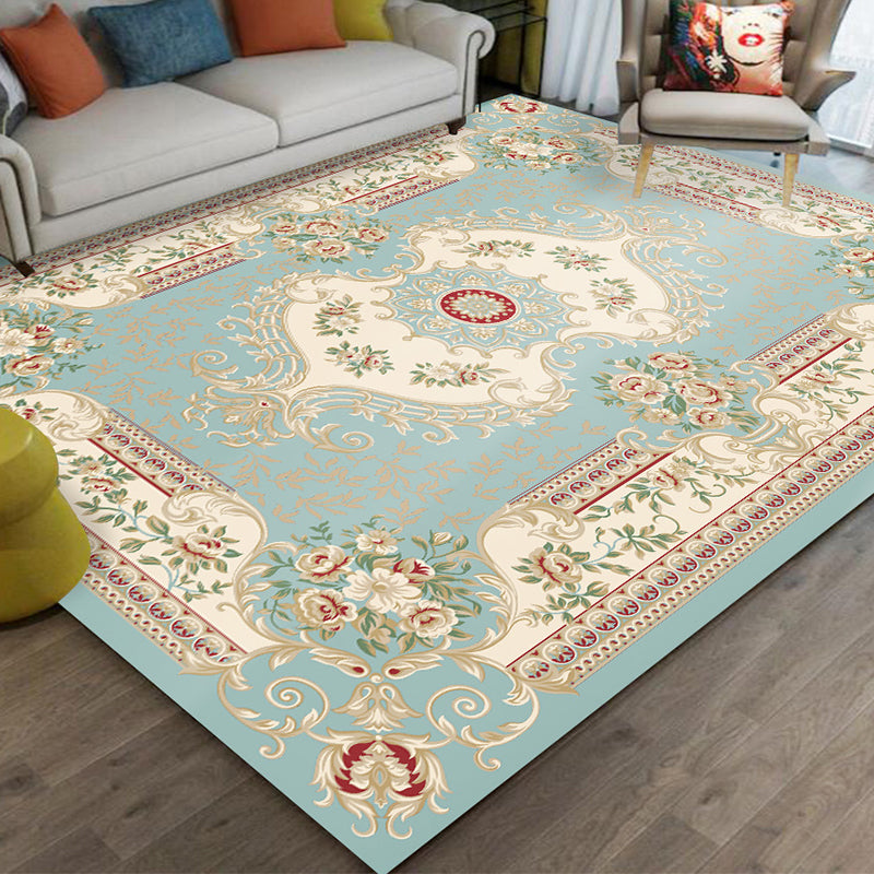 Contemporary Living Room Rug Multicolored Plaid Pattern Indoor Rug Polyster Anti-Slip Backing Stain-Resistant Area Carpet