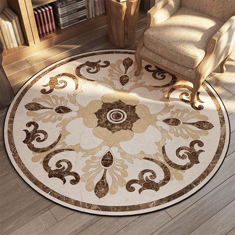 Modern Flower Printed Rug Multicolored Polyster Area Carpet Non-Slip Backing Stain-Resistant Indoor Rug for Living Room