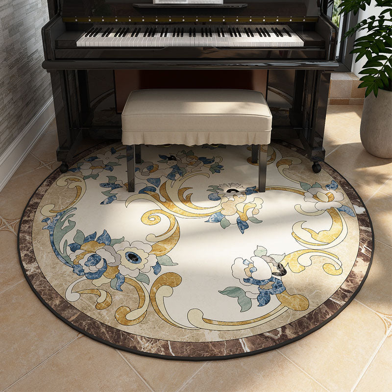 Modern Flower Printed Rug Multicolored Polyster Area Carpet Non-Slip Backing Stain-Resistant Indoor Rug for Living Room