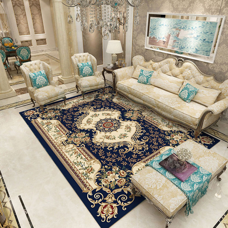 Multicolored Novelty Rug Cotton Blend Plaid Patterned Area Carpet Non-Slip Pet Friendly Indoor Rug for Living Room