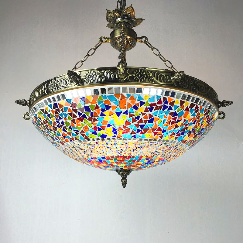 Spherical Amber Cyclone Glass Hanging Chandelier Retro 7 Heads Ceiling Pendant Light