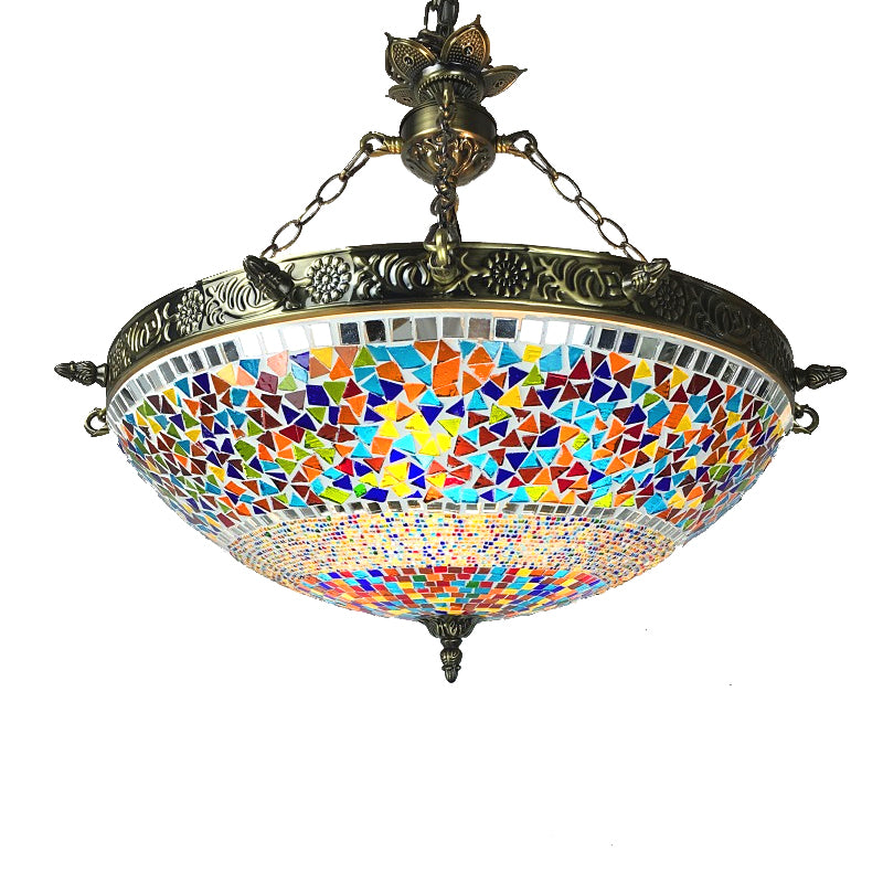 Spherical Amber Cyclone Glass Hanging Chandelier Retro 7 Heads Ceiling Pendant Light