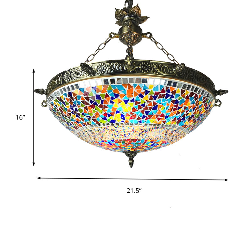 Spherical Amber Cyclone Glass Hanging Chandelier Retro 7 Heads Ceiling Pendant Light