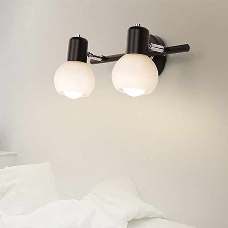 Globe Frosted Glass Vanity Lighting Traditional Style 2/3 Lights Bathroom Wall Mounted Lamp  in Black
