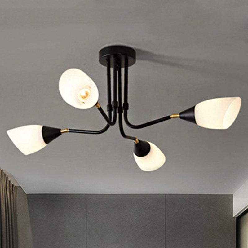 Bianco 4/6/8 luci a soffitto monte tradizionale vetro smerigliato sputnik semi -filo per camera da letto