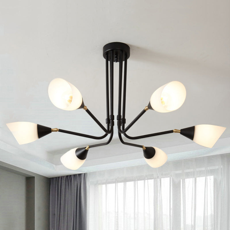 Weiße 4/6/8 Lichter Deckenhalterung traditioneller gefrosteter Glas Sputnik Halbflush Licht für Schlafzimmer