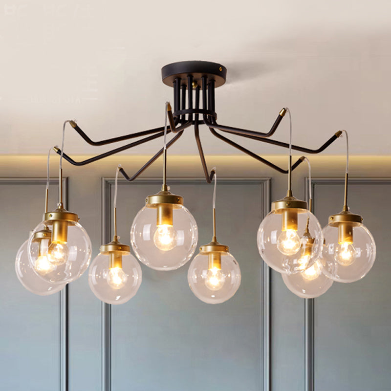 Éclairage de lustre en verre transparent Globe Classic 6/8 lumières Lumières Pendante Éclairage en noir