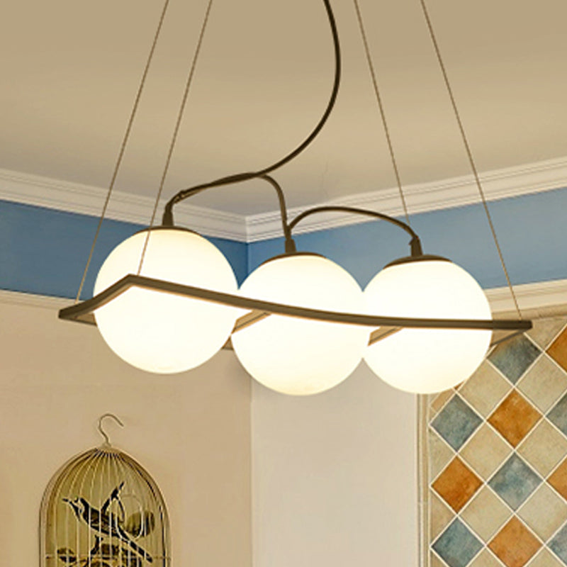 Blobe Bedroom Pendant lustre Chandelier Traditional Opal Verre 3/5 Lumières Black suspension Aménagement