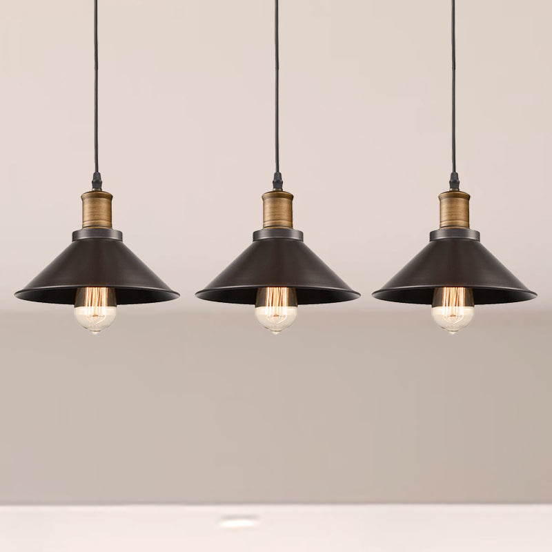 3 Pack Cone Shade Restaurant Anhänger leichte Vintage Metal 1 Hellschwarz Hanging Deckenleuchte
