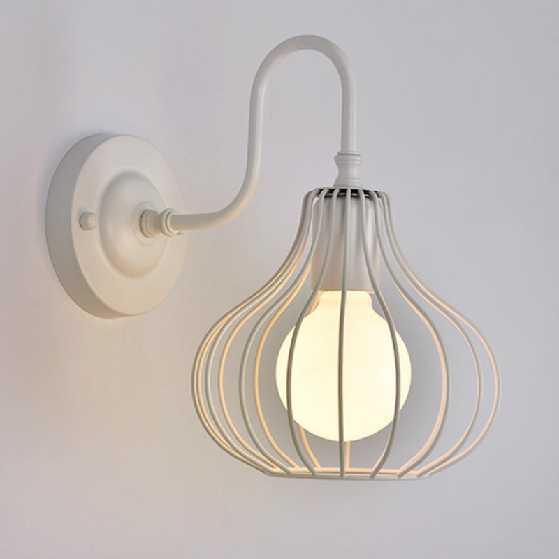 1 leichte Zwiebel Wandleuchte Licht Loft Style Schwarz/Weiß Metallic Mini Wandbeleuchtung mit Schwanenhalsarm für Schlafzimmer