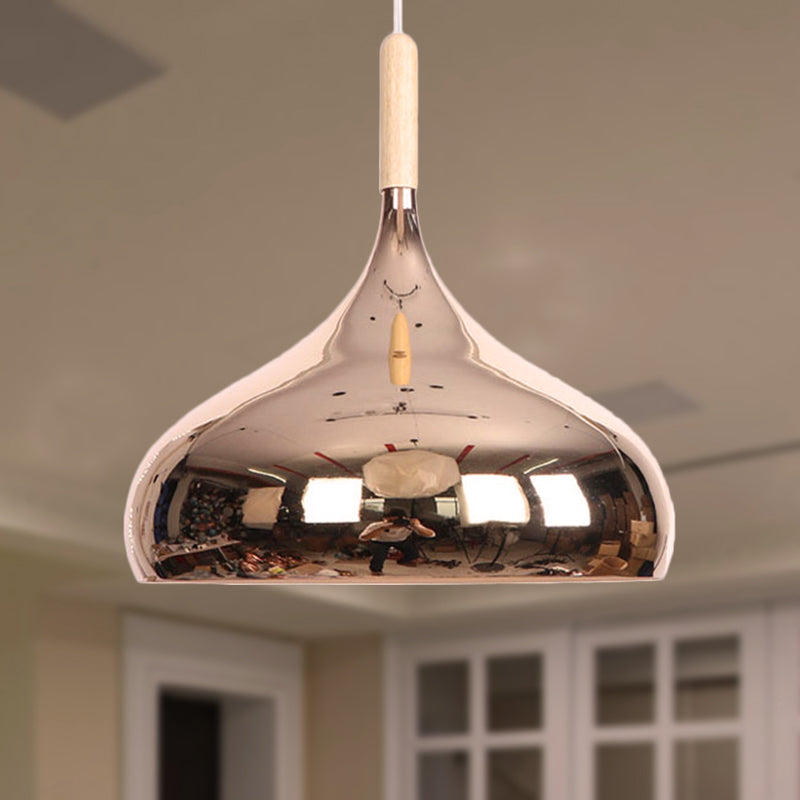 1 têtes de bol de bol d'éclairage pendentif moderniste élégant chromé / or / rose or métallique suspendue en suspension pour table à manger