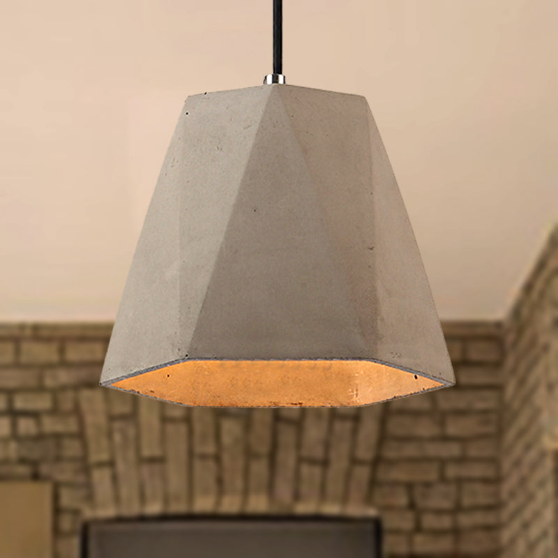 Contemporary Rectangle/Hexagon Pendant Light 1 Light Concrete Ceiling Light Fixture with Adjustable Cord in Grey