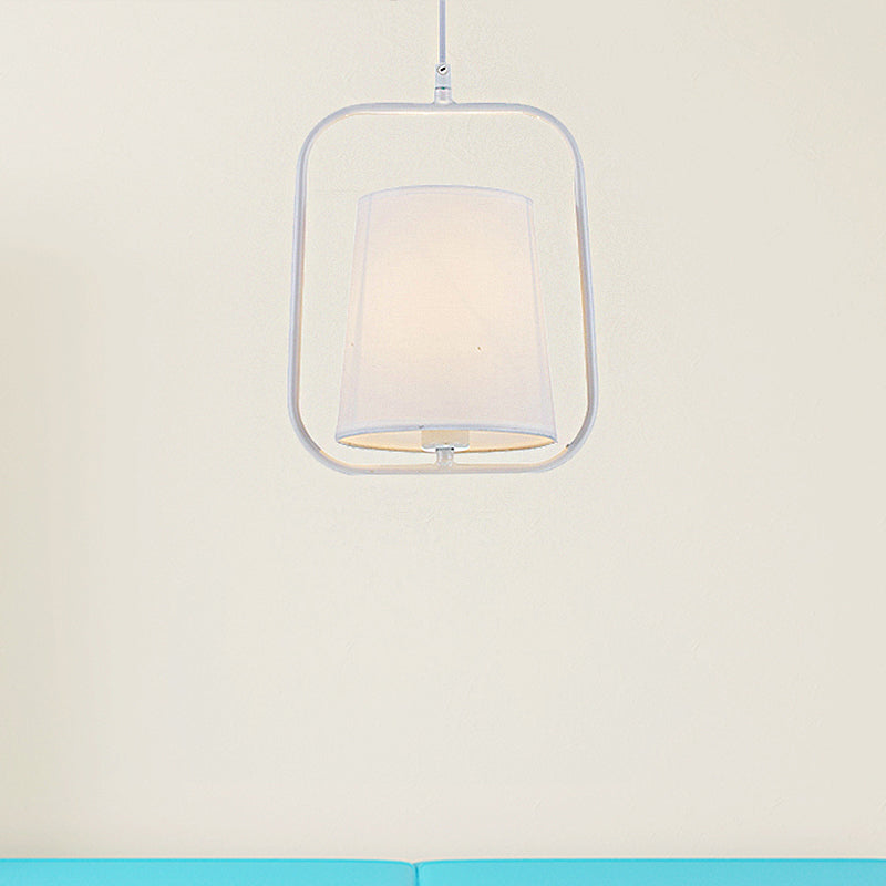 Black/White 1 Light Pendant Lighting Classic Fabric Sky Lantern Hanging Lamp for Bedroom