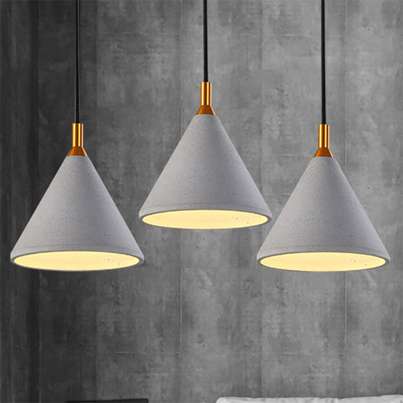 Gray Conical Ceiling Pendant Vintage Style Cement 1 Light Coffee Shop Pendant Light Fixture