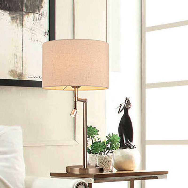 Étude de tambour traditionnel Lumière 1 éclairage d'éclairage en tissu léger dans le nickel pour la chambre avec base