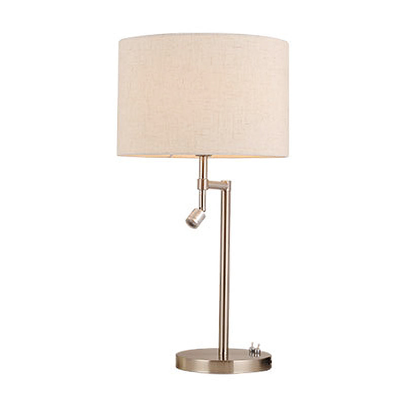 Étude de tambour traditionnel Lumière 1 éclairage d'éclairage en tissu léger dans le nickel pour la chambre avec base