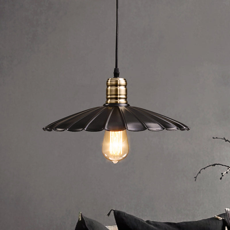10 "/12" breit überbesserte Eisendecke Hanging Light Vintage 1 Lichtheizleuchte mit einstellbarem Kabel in Schwarz/Weiß