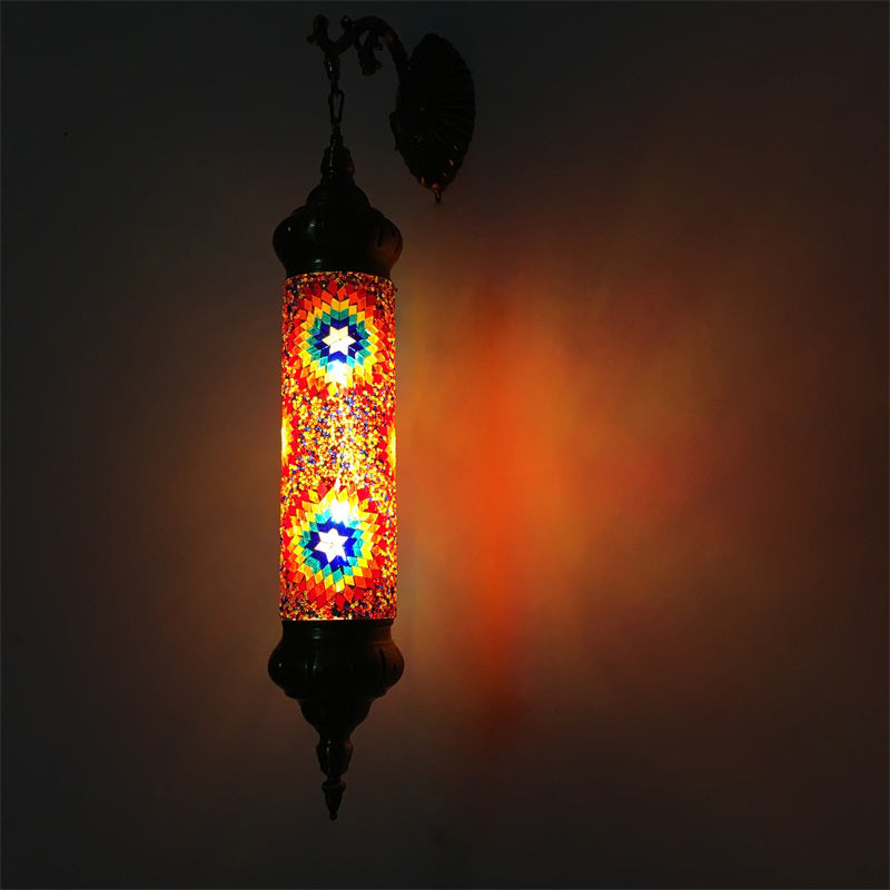 1 Glühbirnenzylinderlampe Retro Rot/Gelb/Blau -Glaswandbeleuchtung mit Metallarm für Wohnzimmer