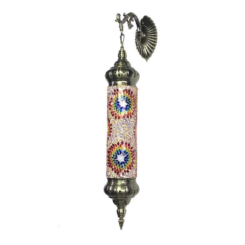 1 Glühbirnenzylinderlampe Retro Rot/Gelb/Blau -Glaswandbeleuchtung mit Metallarm für Wohnzimmer