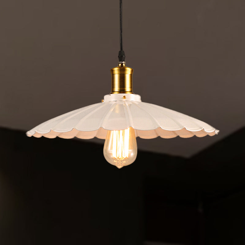 14 "/16" Dia Industrial smerlata a sospensione Light 1 a soffitto metallico lampada a sospensione in nero/bianco