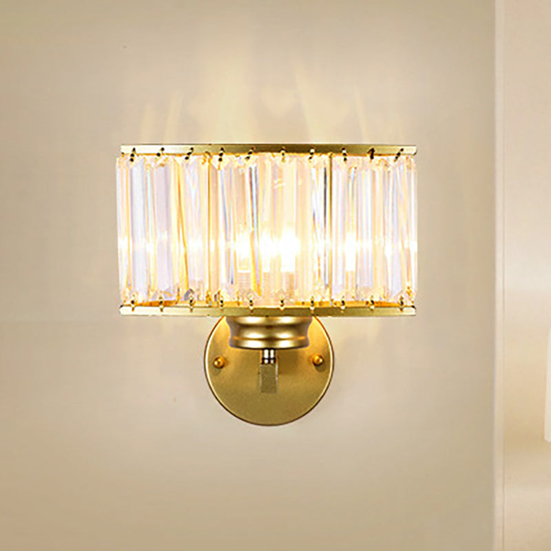 Rectangle Clear Crystal Wall Lamp Modernism 1 Light Gold Finish Wall Lighting Fixture for Corridor