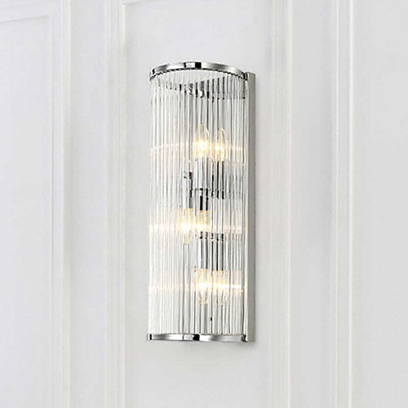 3 Lights Bedroom Wall Sconce Fixture Modernist Style Chrome Finish Wall Light with Cylinder Clear Crystal Shade