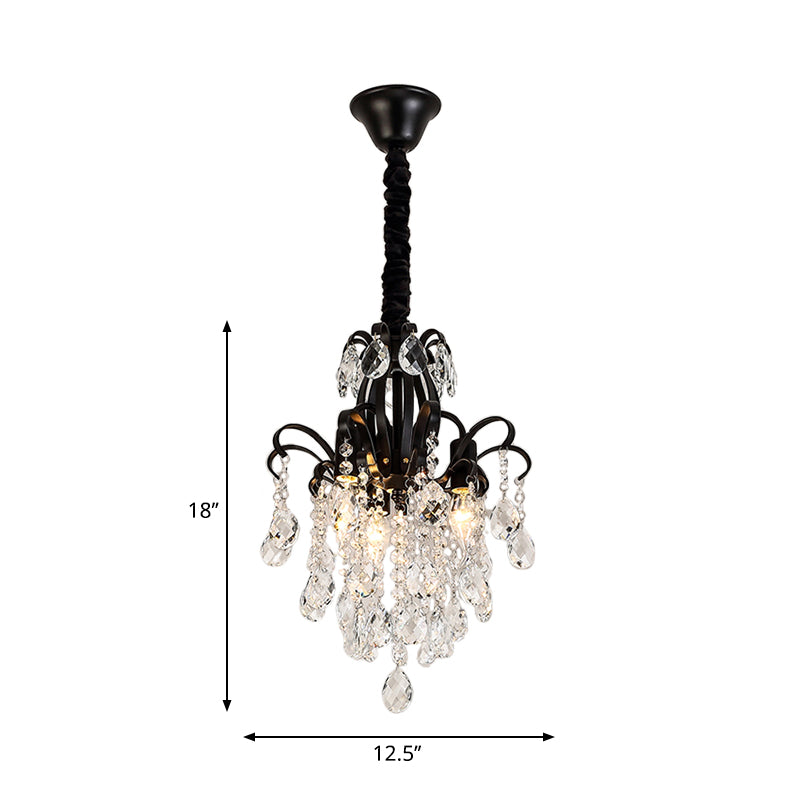 Lampadario lampadario Crystal Light Light Vintage 3/7 Luci Black Afmea appennata con bracci curvi