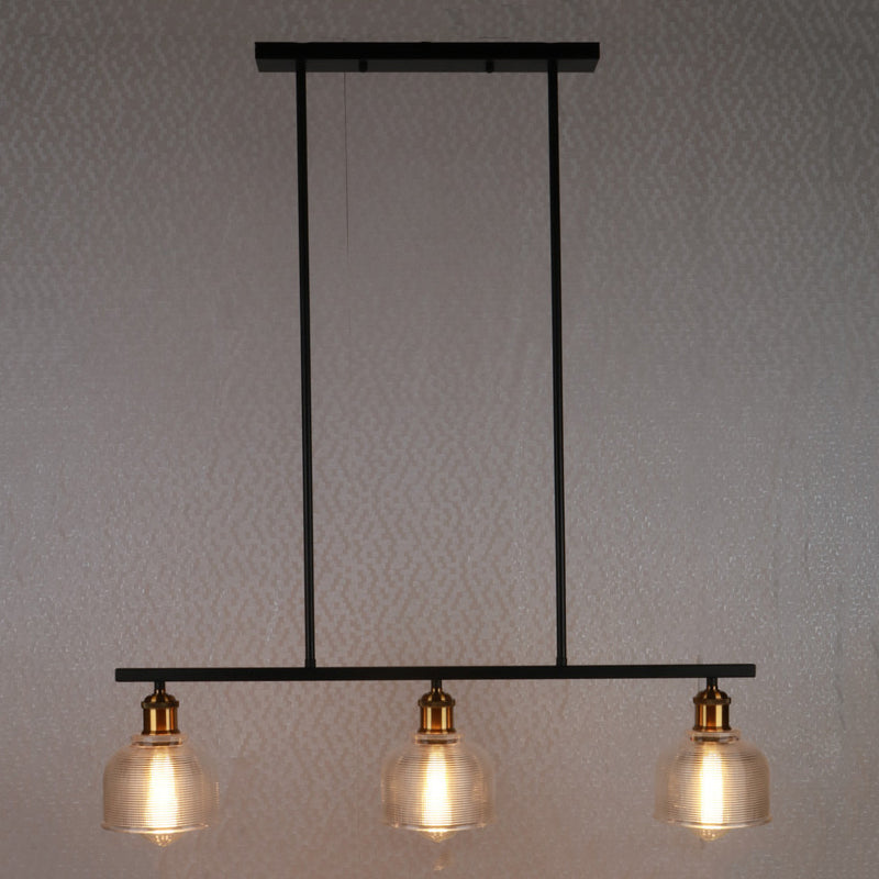 Black 3-Light Pendant Lighting Industrial Red/Yellow/Blue Glass Bowl Island Lamp