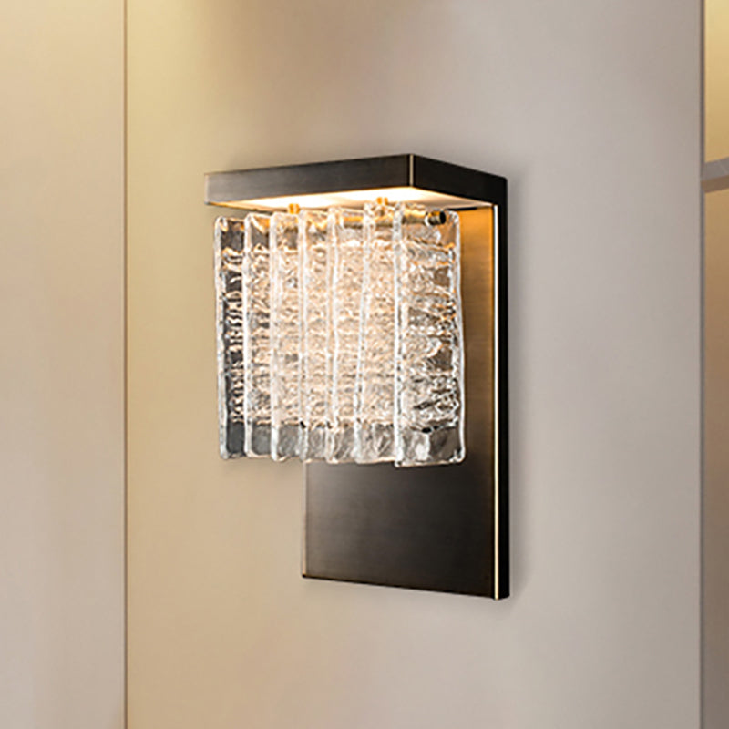 Rettangolo backplate wall doconce moderno stile metallo a led sconce illuminazione con prisma cristallo chiaro