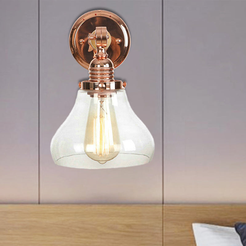 Birnenförmige Wohnzimmerleuchte Leuchte Vintage klares Glas 1 helle Roségold -Wandlampe