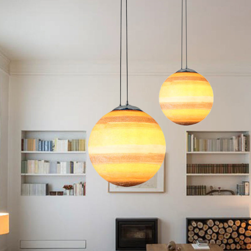 Pendant Lamp for Bedroom, Modern Globe Shade Ceiling Light Fixture in Chrome for Kids