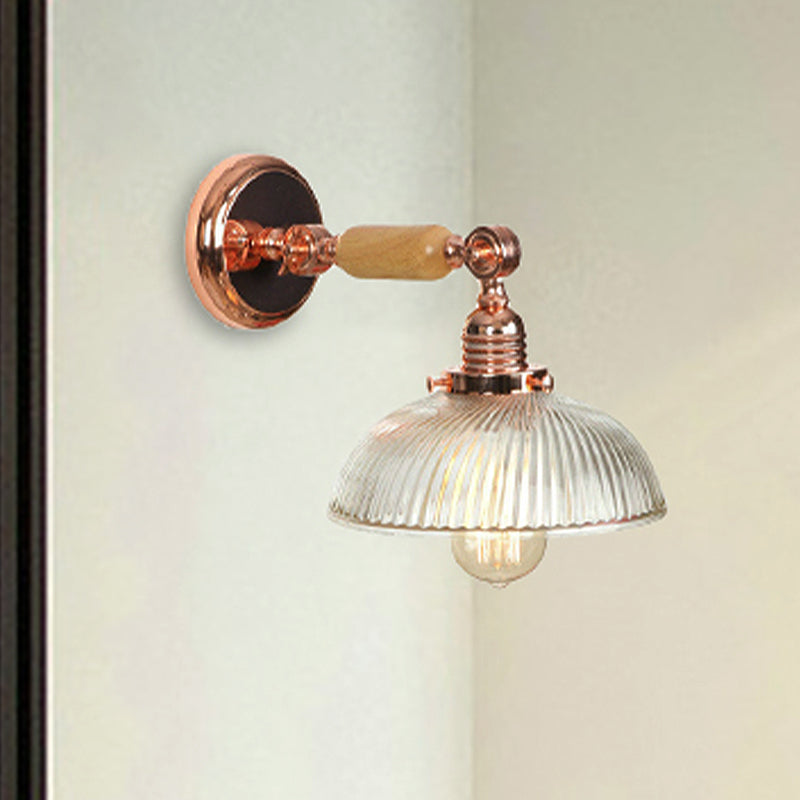 One Lampe Rippenglasleuchte Leuchte Bauernhaus Roségold mit Flügeln Schlafzimmer Wandlampe