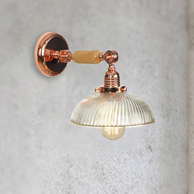 One Lampe Rippenglasleuchte Leuchte Bauernhaus Roségold mit Flügeln Schlafzimmer Wandlampe