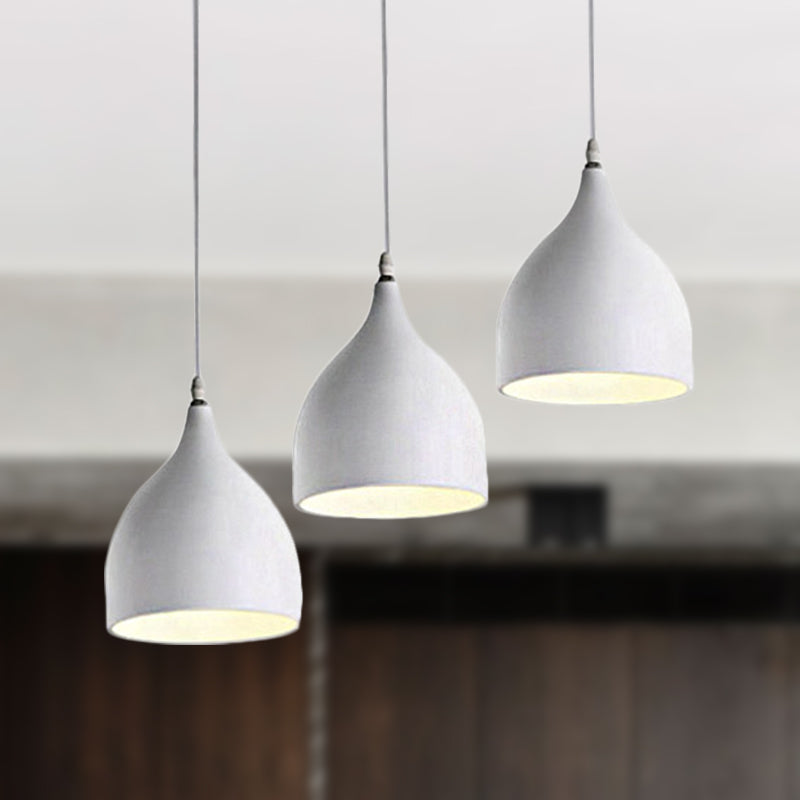 Metallic Black/White Ceiling Pendant Lighting Dome Shade 3 Lights Modernist Style Hanging Light