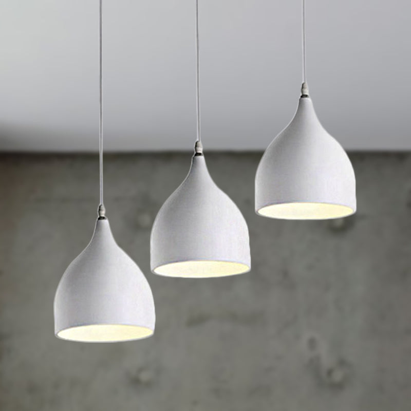 Metallic Black/White Ceiling Pendant Lighting Dome Shade 3 Lights Modernist Style Hanging Light