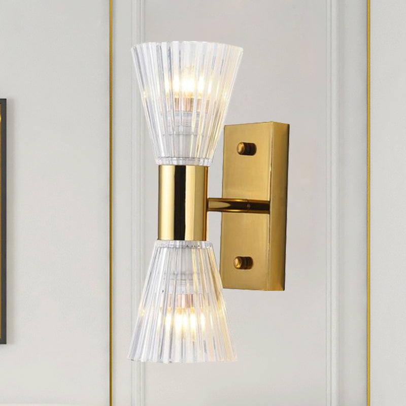 Crystal Hourglass Wall Light Fixture Simple Style 2 Lights Gold Up and Down Wall Sconce Light