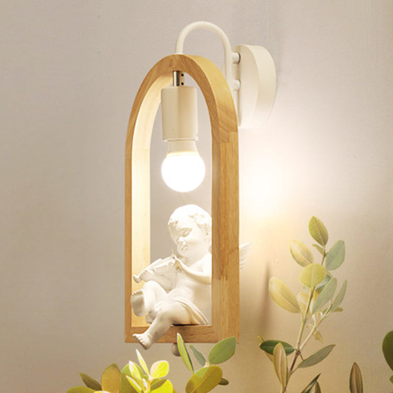 Camera da letto per bambini lampada da parete in arco in legno una luce moderna illuminazione bianca moderna