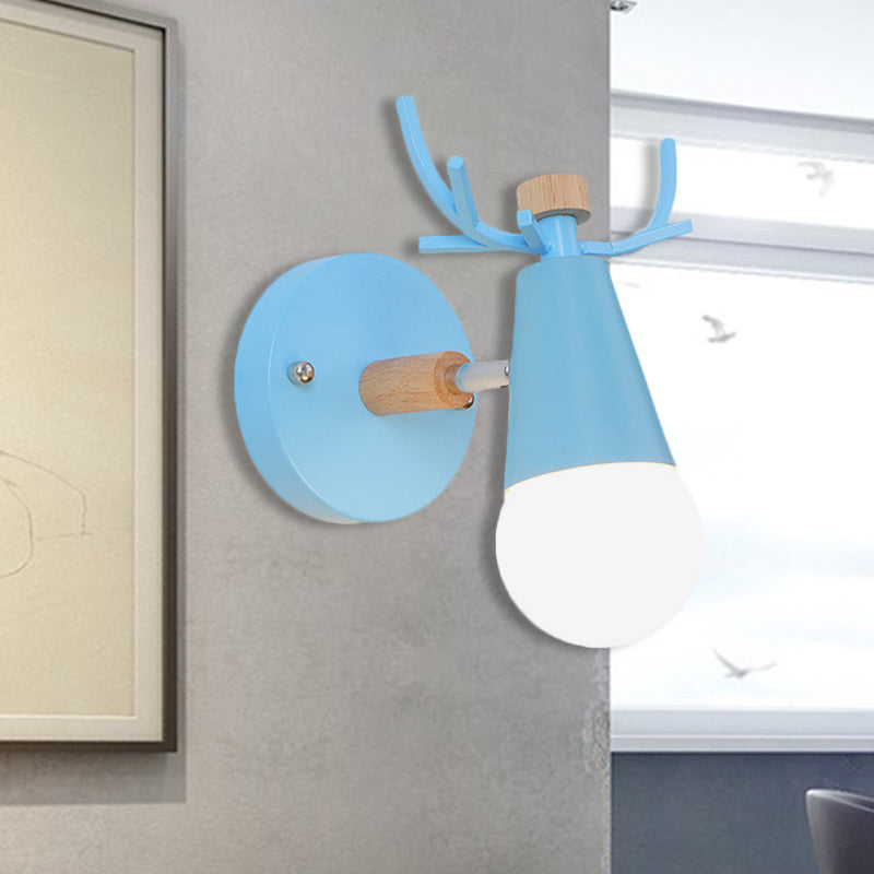 Metal Light a parete cono piccolo con corno di cervo cameretta per bambini ruotabile 1 leggero lampada da parete in stile nordico