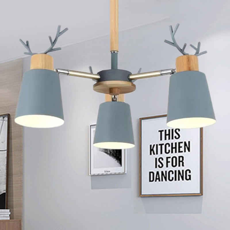 Mount semi-plafond nordique Mount de plafond Light Metal Wood Plafond Lampe en vert pour le salon
