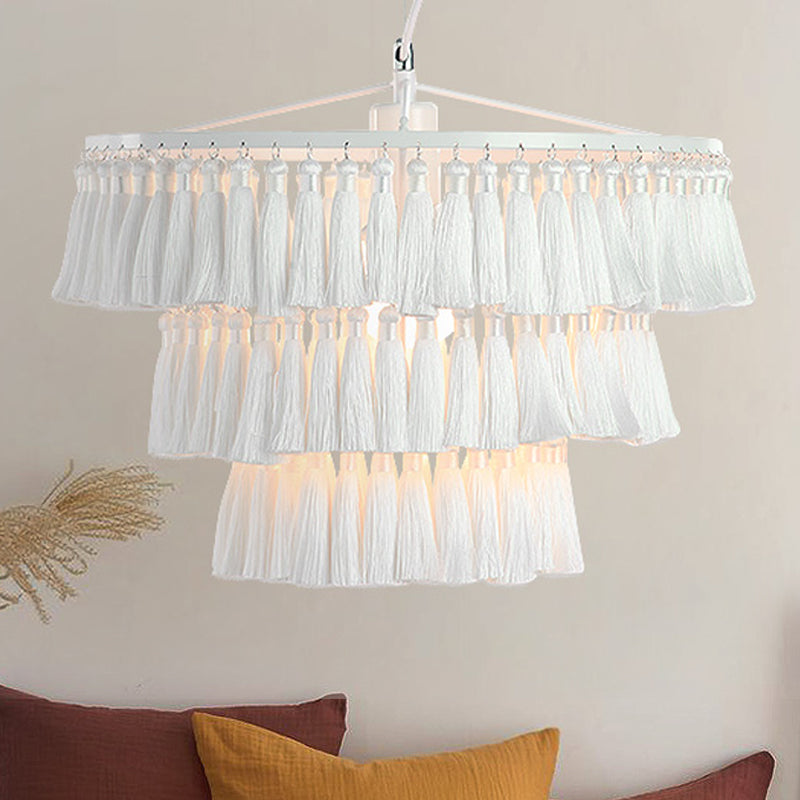 Luz de colgante de estilo moderno con una lámpara de tela de una sola lámpara colgante de techo para niña dormitorio