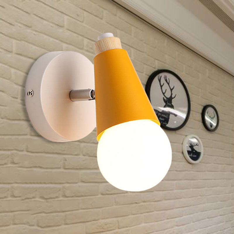 Rotatable Macaron Sweet Cone Wall Sconce 1 Head Metal Wall Light for Kid Bedroom