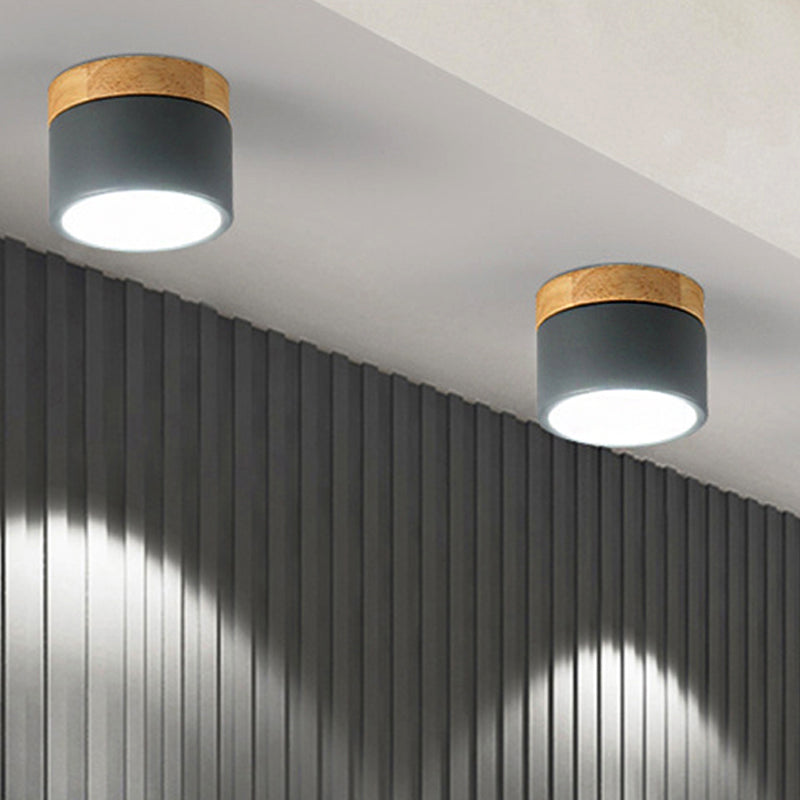 Luz empotrada de madera de aluminio con forma de tambor, luz empotrada de estilo Simple para galería de sala de estar