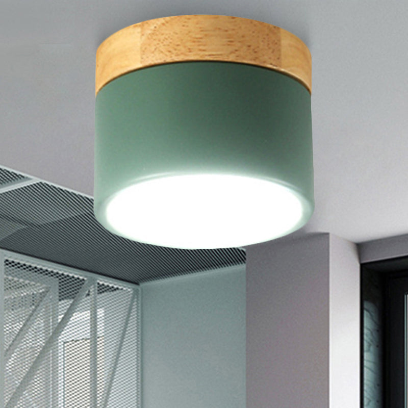 Lampe encastrée en bois et aluminium en forme de tambour, Style Simple, luminaire décoratif d'intérieur, idéal pour un salon ou une galerie
