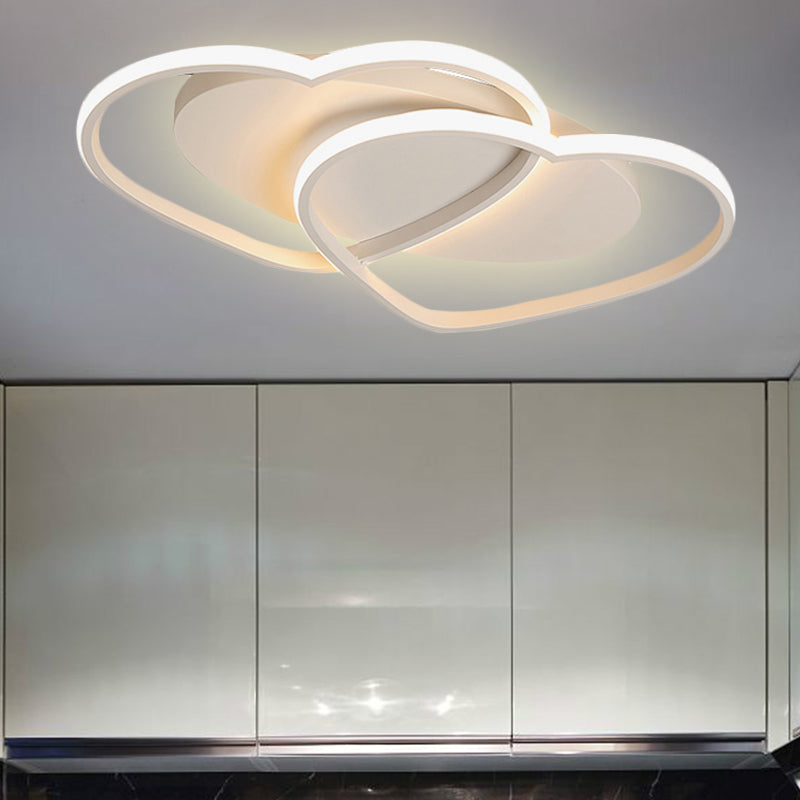 Plafoniera bianca a 2 cuori amorosi Lampada da incasso contemporanea in acrilico per camera da letto