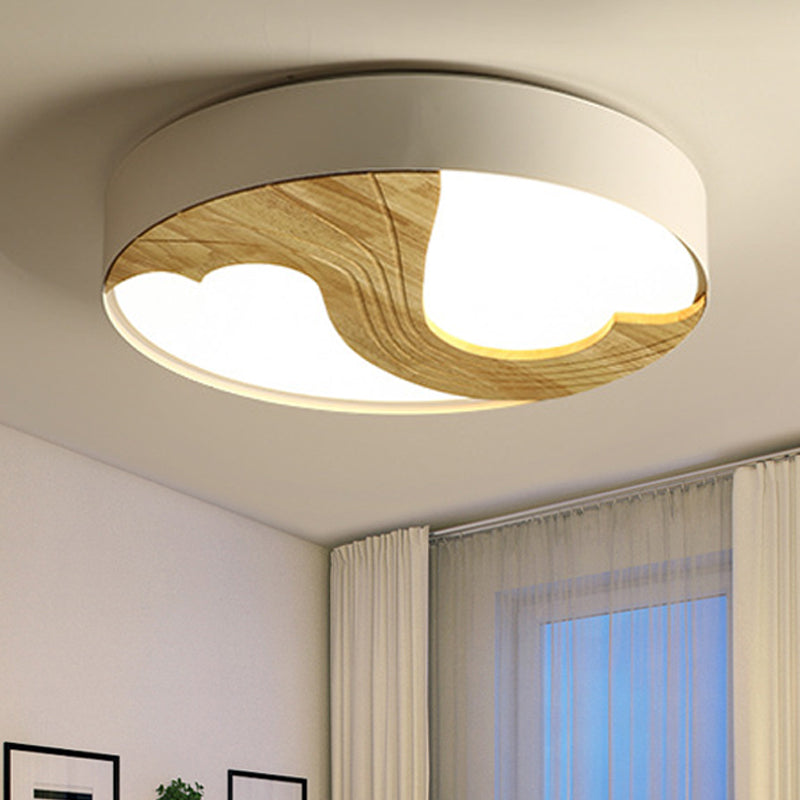 Plafonnier LED en bois romantique à Double cœur aimant en blanc pour chambre d'enfant