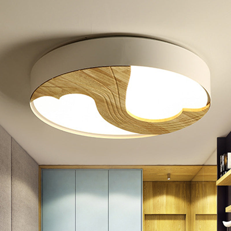 Plafonnier LED en bois romantique à Double cœur aimant en blanc pour chambre d'enfant