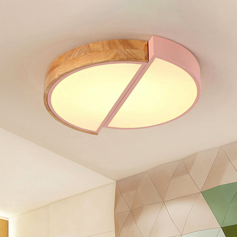 Half Circle Restaurant Flush Ceiling Light Acrylic Macaron Loft LED Green/Pink/White Ceiling Lamp in Warm/White Light