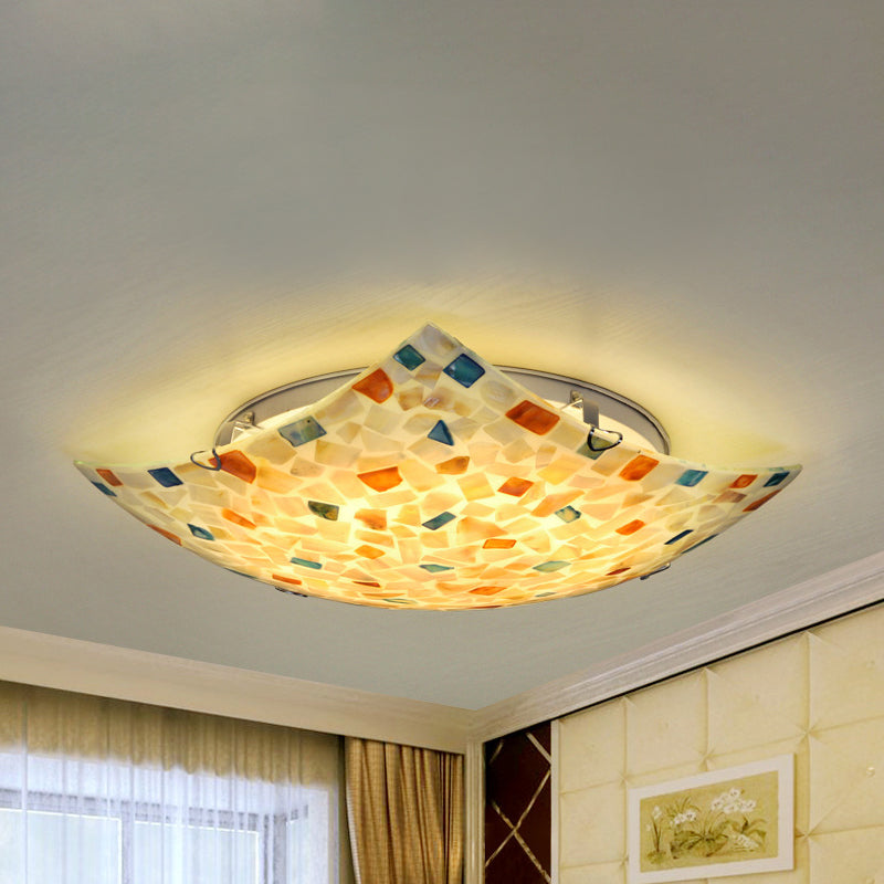 Plafonnier LED en mosaïque Tiffany, Beige/blanc/gris clair, carré incurvé, 12/16 pouces, pour couloir