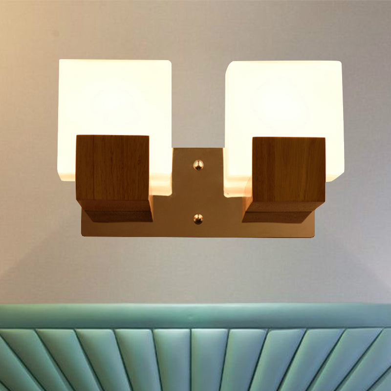 Witte kubus SCONCE LICHT Japanse stijl Eenvoudige opaalglas wandlamp voor trap woonkamer