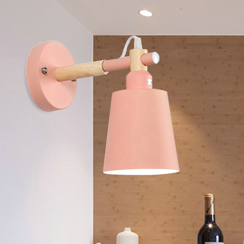 Candy Colored Bucket Sconce Light Angle Adjustable 1 Light Macaron Metal Sconce Lamp for Shop